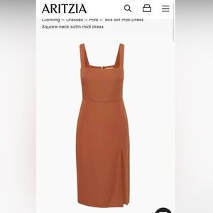 Babaton 90s Slit Satin Midi Dress Brown